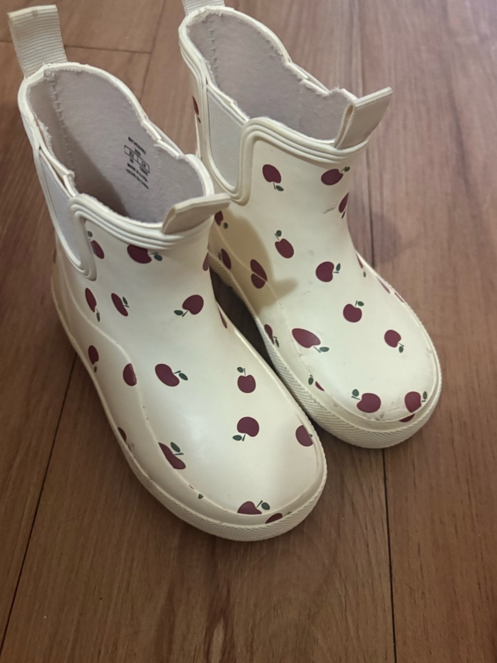 Zara Cream Kids Rain Boots with Red Cherry Print